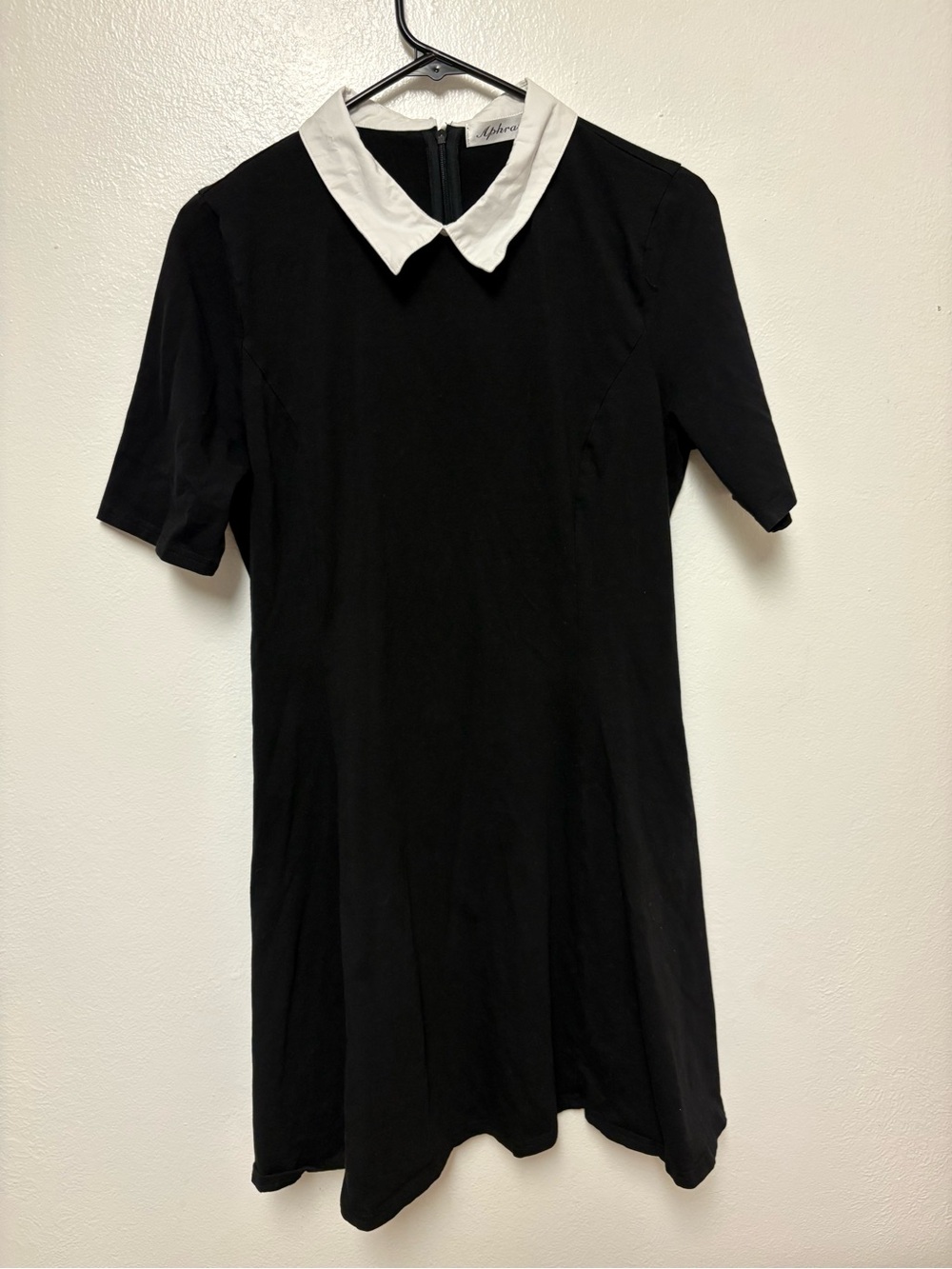 Aphratti XL Black Peter Pan Collar Dress White Collar Wednesday Addams Style